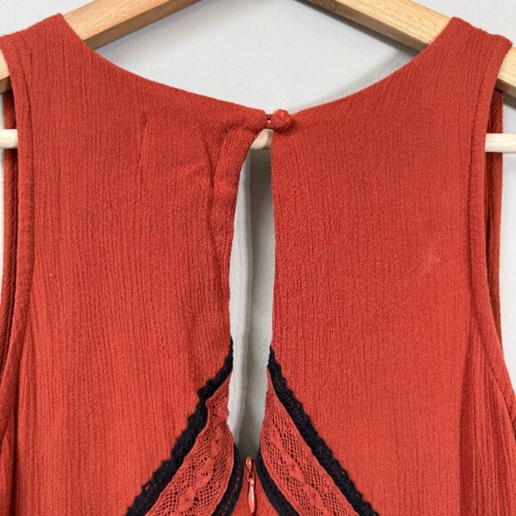 Maeve Anthropologie Desert Embroidered Jumpsuit Women's 2 Orange Wide Leg Crop - Picture 14 of 16